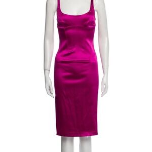 Sleek Fuchsia Satin Dress